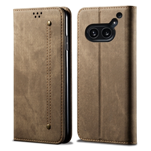 

For Nothing Phone 2A Denim Texture Casual Style Flip Leather Case(Khaki)