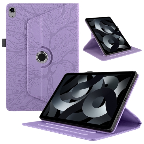 

For iPad 10th Gen 10.9 2022 Tree Life Embossed Rotation Leather Smart Tablet Case(Purple)