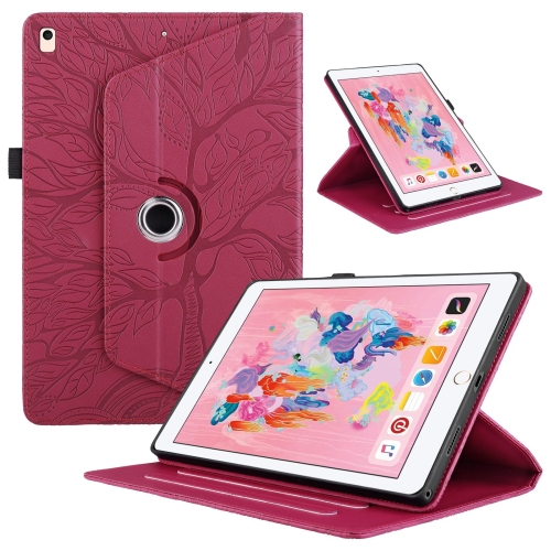 

For iPad 10.2 2021 / 2020 / 10.5 Tree Life Embossed Rotation Leather Smart Tablet Case(Red)
