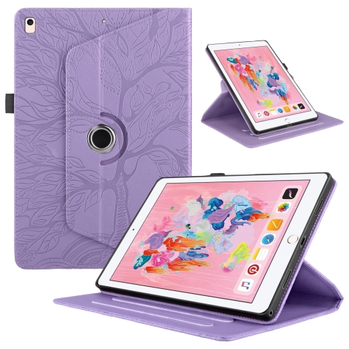 

For iPad 10.2 2021 / 2020 / 10.5 Tree Life Embossed Rotation Leather Smart Tablet Case(Purple)