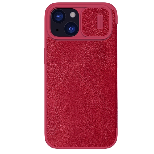 

For iPhone 15 NILLKIN QIN Series Pro Sliding Camera Cover Design Leather Phone Case(Red)