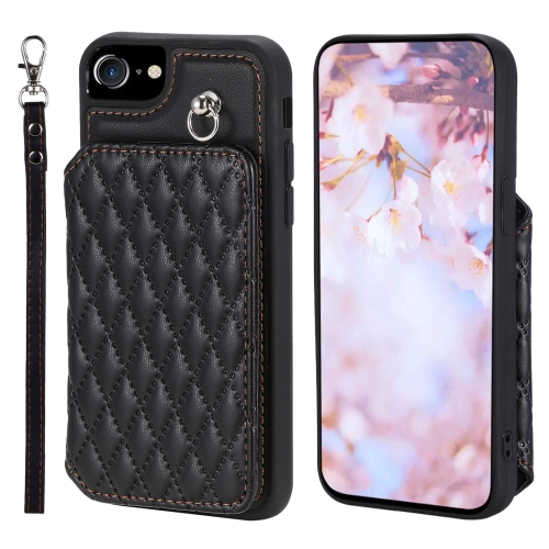 For iPhone SE 2022 / 2020 / 8 / 7 Grid Texture Card Bag Phone Case with Lanyard(Black)
For iPhone SE 2022 / 2020 / 8 / 7 Grid Texture Card Bag Phone Case with Lanyard(Black)