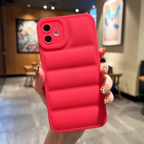 

For iPhone 12 Eiderdown Airbag Frosted TPU Phone Case(Red)