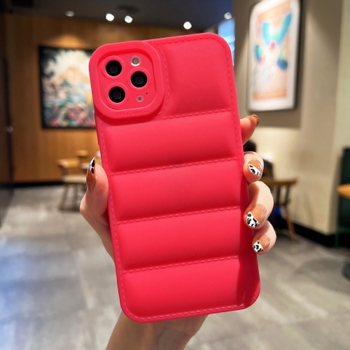 

For iPhone 12 Pro Eiderdown Airbag Frosted TPU Phone Case(Red)