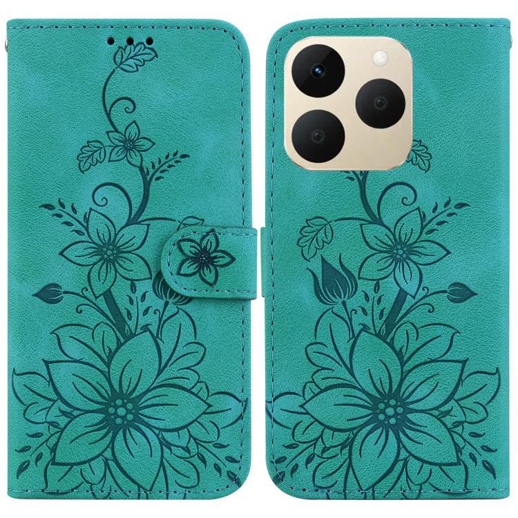 For Realme 15T 5G Lily Embossed Leather Phone Case(Green) 
For Realme 15T 5G Lily Embossed Leather Phone Case(Green)