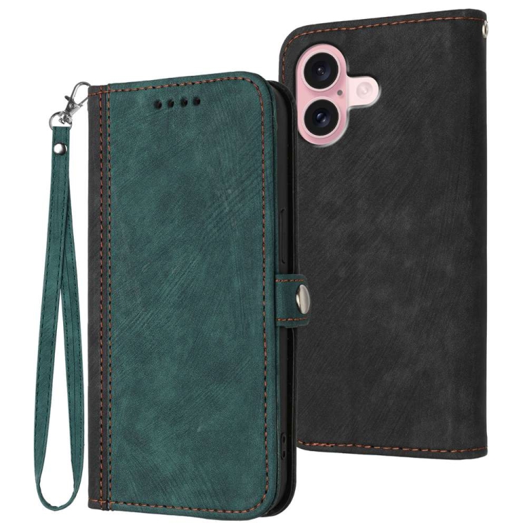 For iPhone 16 Side Buckle Double Fold Hand Strap Leather Phone Case(Dark Green)
For iPhone 16 Side Buckle Double Fold Hand Strap Leather Phone Case(Dark Green)