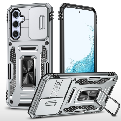 

For Samsung Galaxy S23 FE 5G Armor PC + TPU Camera Shield Phone Case(Grey)