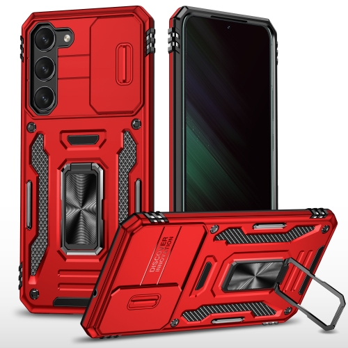 

For Samsung Galaxy S23+ 5G Armor PC + TPU Camera Shield Phone Case(Red)
