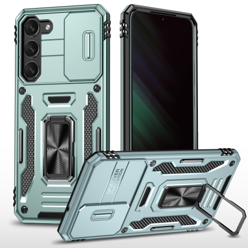 

For Samsung Galaxy S24+ 5G Armor PC + TPU Camera Shield Phone Case(Alpine Green)