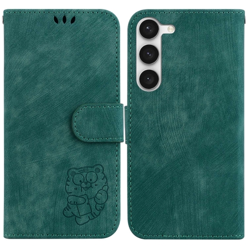 

For Samsung Galaxy S23 5G Little Tiger Embossed Leather Phone Case(Green)