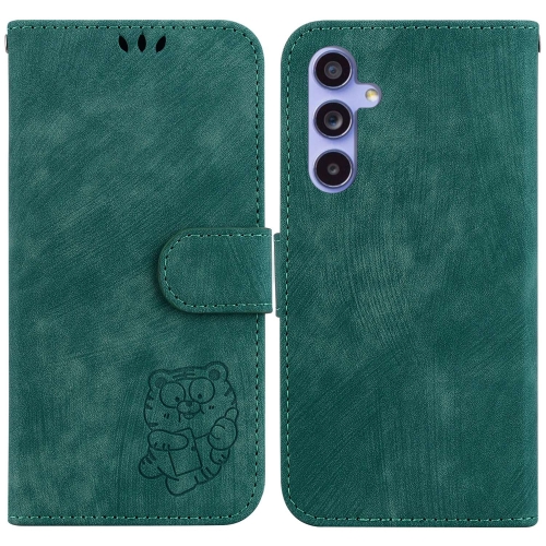 

For Samsung Galaxy S23 FE 5G Little Tiger Embossed Leather Phone Case(Green)