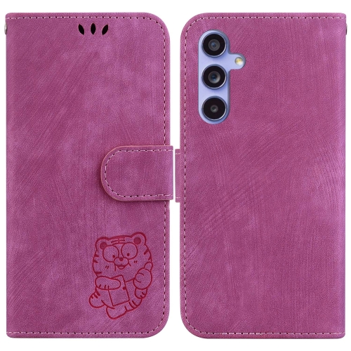 

For Samsung Galaxy S23 FE 5G Little Tiger Embossed Leather Phone Case(Rose Red)