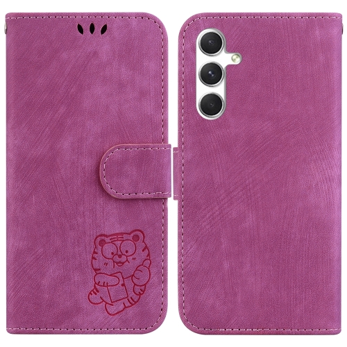 

For Samsung Galaxy S24+ 5G Little Tiger Embossed Leather Phone Case(Rose Red)