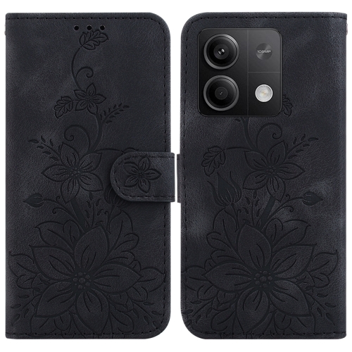 

For Xiaomi Redmi Note 13 5G Lily Embossed Leather Phone Case(Black)
