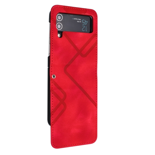 

For Samsung Galaxy Z Flip3 Line Pattern Skin Feel Leather Phone Case(Red)