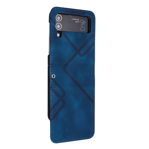 

For Samsung Galaxy Z Flip4 Line Pattern Skin Feel Leather Phone Case(Black)