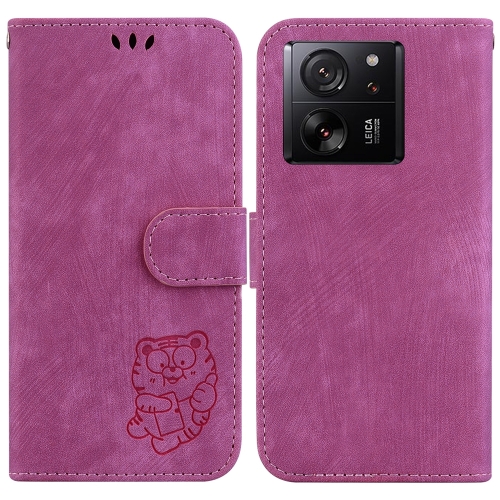 

For Xiaomi 13T / 13T Pro / Redmi K60 Ultra Little Tiger Embossed Leather Phone Case(Rose Red)