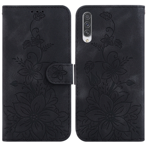 

For Samsung Galaxy A70 / A70s Lily Embossed Leather Phone Case(Black)