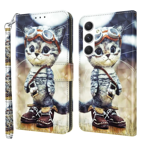 

For Samsung Galaxy S24 5G 3D Painted Leather Phone Case(Naughty Cat)