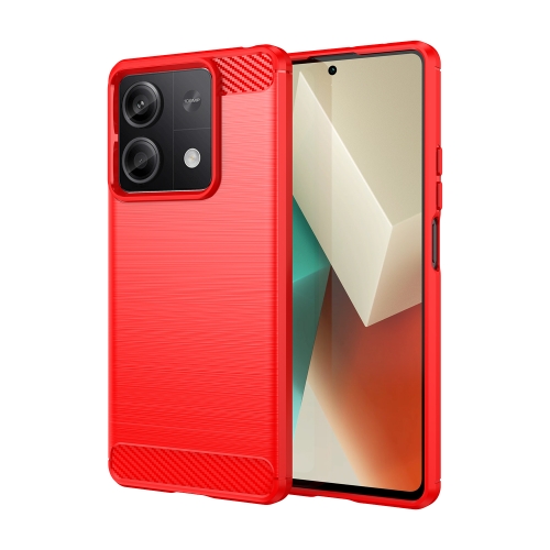 

For Xiaomi Redmi Note 13 5G Brushed Texture Carbon Fiber TPU Phone Case(Red)