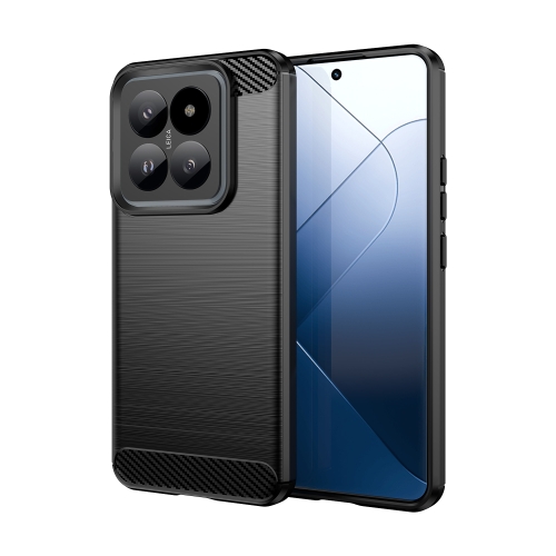 

For Xiaomi 14 Pro Brushed Texture Carbon Fiber TPU Phone Case(Black)