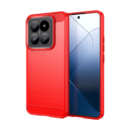 

For Xiaomi 14 Pro Brushed Texture Carbon Fiber TPU Phone Case(Red)
