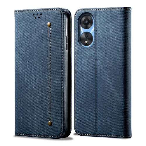 

For OPPO A38 4G / A18 4G Denim Texture Casual Style Horizontal Flip Leather Case(Blue)