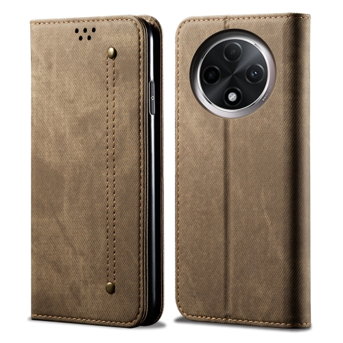 

For OPPO A3 Pro 5G Denim Texture Casual Style Horizontal Flip Leather Case(Khaki)