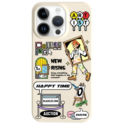 

For iPhone 14 Pro Painted Pattern Skin-friendly PC Phone Case(Happy Time)