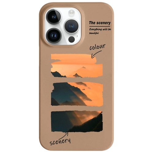 

For iPhone 14 Pro Painted Pattern Skin-friendly PC Phone Case(Coffee-Orange Watercolor)