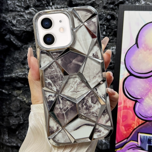 

For iPhone 12 Water Cube Marble Electroplating TPU Phone Case(Silver)