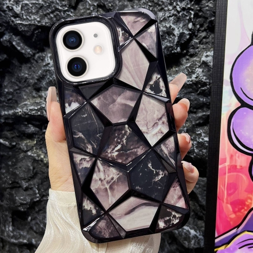 

For iPhone 12 Water Cube Marble Electroplating TPU Phone Case(Black)