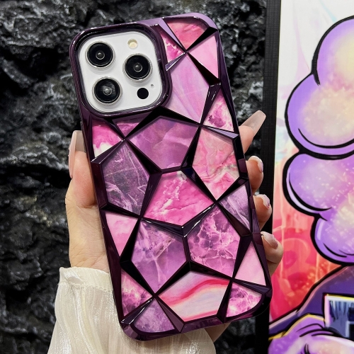 

For iPhone 12 Pro Max Water Cube Marble Electroplating TPU Phone Case(Purple)