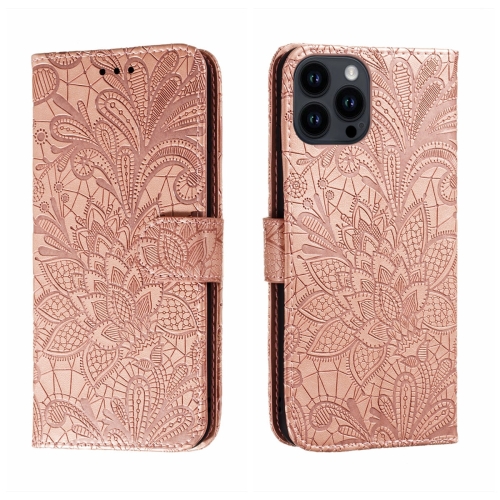 For iPhone 15 Pro Max Lace Flower Embossing Flip Leather Phone Case(Rose Gold)
For iPhone 15 Pro Max Lace Flower Embossing Flip Leather Phone Case(Rose Gold)