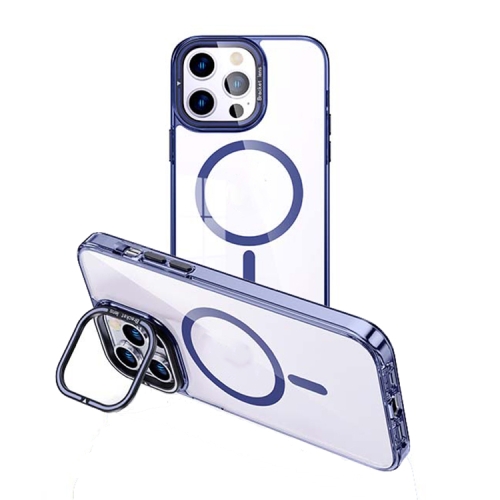 

For iPhone 15 Pro MagSafe Magnetic Invisible Holder Transparent Phone Case(Blue)