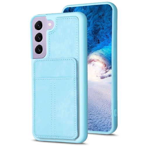 

For Samsung Galaxy S22+ 5G BF28 Frosted Card Bag Phone Case with Holder(Blue)