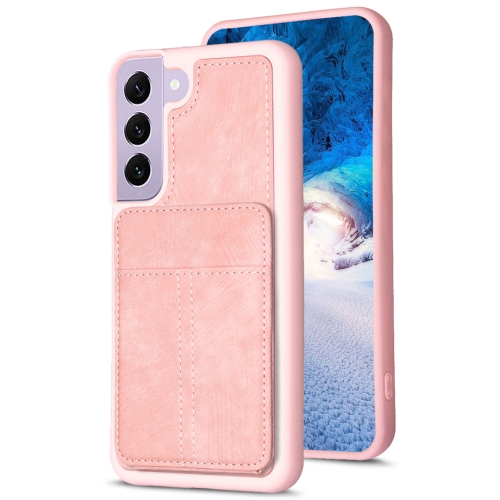 

For Samsung Galaxy S22+ 5G BF28 Frosted Card Bag Phone Case with Holder(Pink)