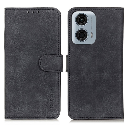 

For Motorola Moto G24 Power KHAZNEH Retro Texture Leather Phone Case(Black)