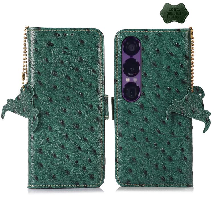 For Sony Xperia 1 VII Ostrich Pattern Genuine Leather RFID Phone Case(Green)
For Sony Xperia 1 VII Ostrich Pattern Genuine Leather RFID Phone Case(Green)