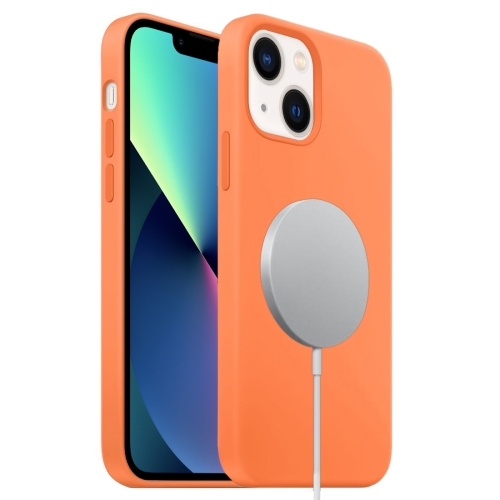 

For iPhone 13 mini MagSafe Liquid Silicone Full Coverage Phone Case(Orange)