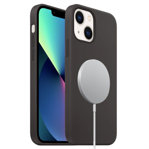 

For iPhone 13 mini MagSafe Liquid Silicone Full Coverage Phone Case(Black)