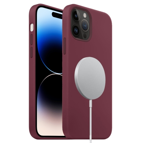 

For iPhone 14 Pro MagSafe Liquid Silicone Full Coverage Phone Case(Wine Red)