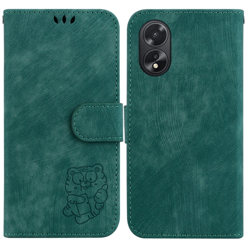 

For OPPO A38 4G / A18 Little Tiger Embossed Leather Phone Case(Green)