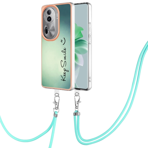 

For OPPO Reno11 Pro 5G Global Electroplating Dual-side IMD Phone Case with Lanyard(Smile)