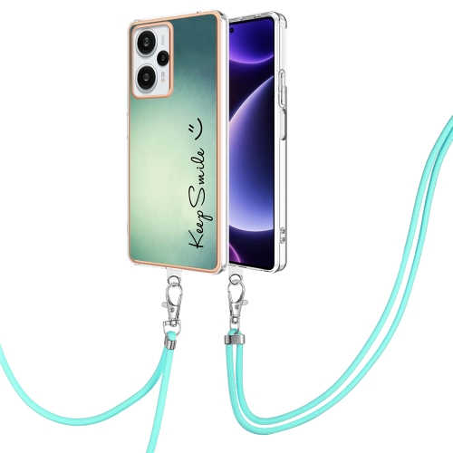 

For Xiaomi Poco F5 / Redmi Note 12 Turbo Electroplating Dual-side IMD Phone Case with Lanyard(Smile)