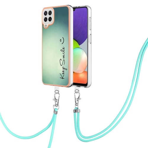 

For Samsung Galaxy A22 4G EU Version Electroplating Dual-side IMD Phone Case with Lanyard(Smile)