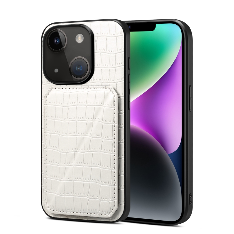For iPhone 14 Plus Imitation Crocodile Leather Back Phone Case with Holder(White)
For iPhone 14 Plus Imitation Crocodile Leather Back Phone Case with Holder(White)
