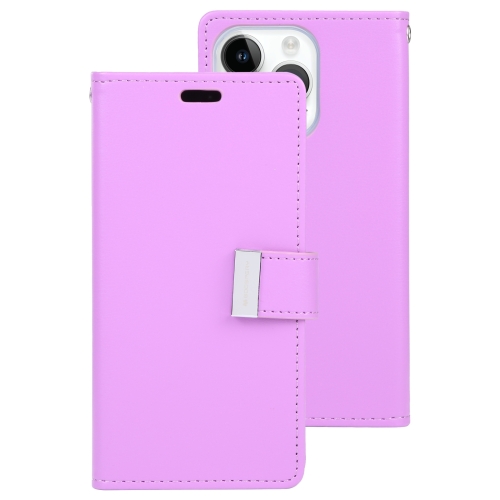 

For iPhone 15 Pro GOOSPERY RICH DIARY Crazy Horse Texture Leather Phone Case(Purple)