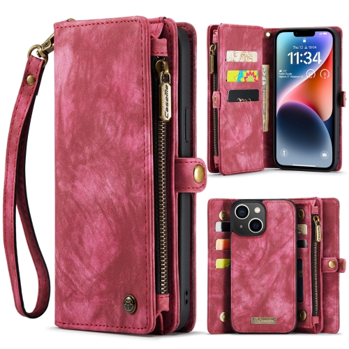 

For iPhone 15 CaseMe 008 Detachable Multifunctional Leather Phone Case(Red)