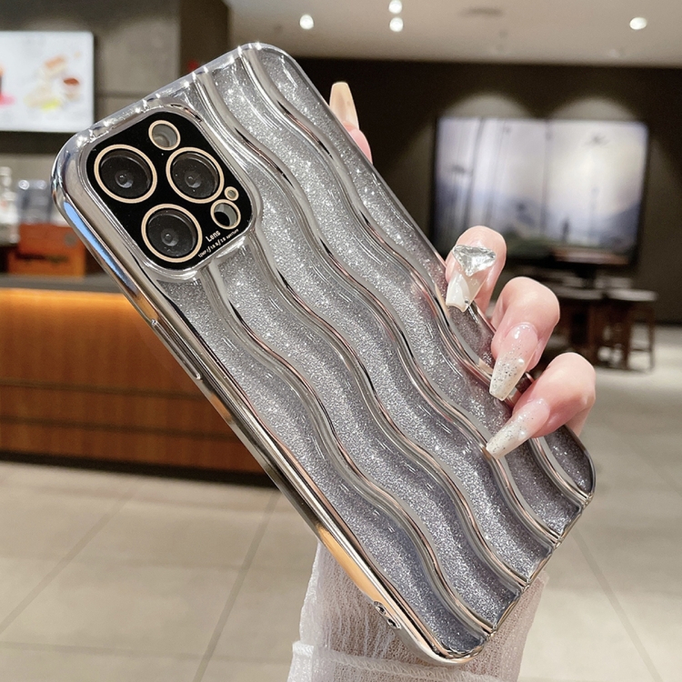 For iPhone 15 Pro Wave Texture Electroplated TPU Glitter Powder Phone Case(Silver)
For iPhone 15 Pro Wave Texture Electroplated TPU Glitter Powder Phone Case(Silver)